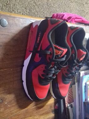 Nike Kids Red and Black Sneakers with Cushioned Sole